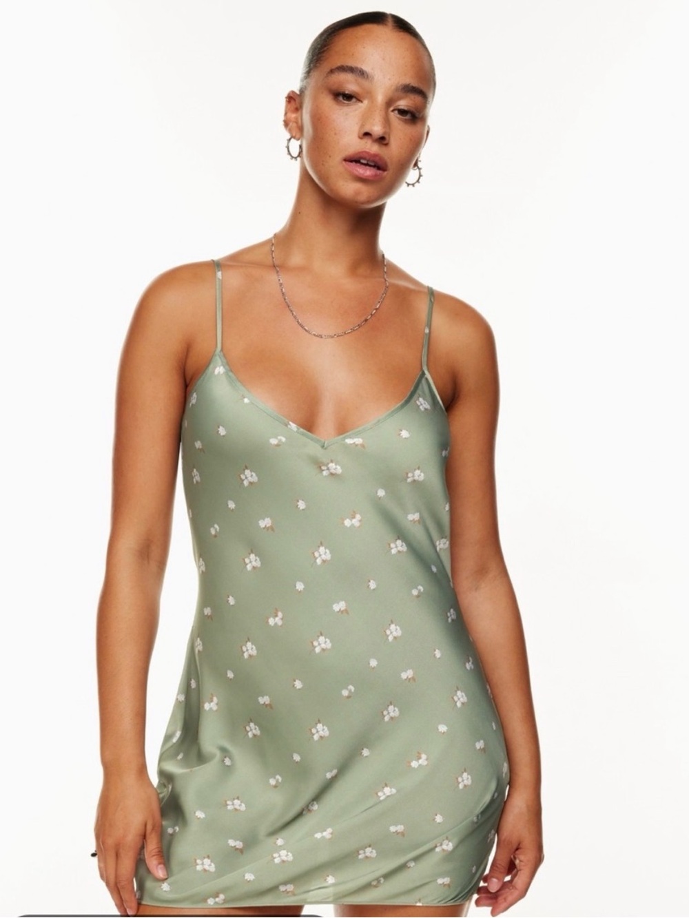 Wilfred Olive Green Floral Only Slip Mini Dress